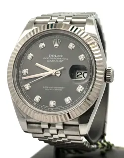 PRE-OWNED ROLEX DATEJUST 41MM STAINLESS STEEL WATCH 126334 GOLD FLUTED BEZEL
