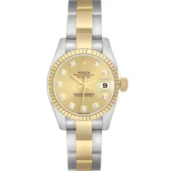 ROLEX DATEJUST CHAMPAGNE DIAMOND STEEL YELLOW GOLD LADIES WATCH 179173