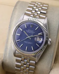 1972 ROLEX DATEJUST 1601 BLUE MOSAIC DIAL 36MM