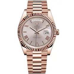 ROLEX DAY-DATE 40, 228235, PRESIDENT BRACELET, ROSE GOLD, SUNDUST ROMAN DIAL