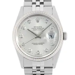 ROLEX DATEJUST 10P DIAMOND 16234G SILVER W NUMBER SECOND HAND MENS