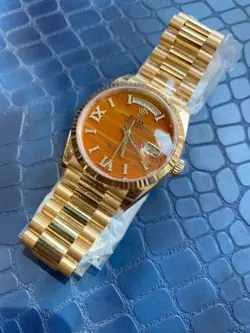 ROLEX DAY-DATE 36 128238 FACTORY CARNELIAN DIAMOND WATCH UNWORN 2025 YELLOW GOLD