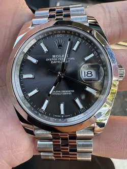 ROLEX DATEJUST 126300 JUBILEE BRACELET WITH SMOOTH BEZEL AND  RHODIUM DIAL