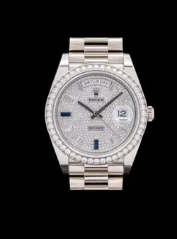 ROLEX DAY-DATE 40, 228349RBR, WHITE GOLD, PRESIDENT BRACELET, PAVED-DIAMOND DIAL