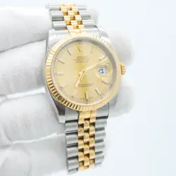 ROLEX DATEJUST 36MM 18K YELLOW GOLD & STEEL WATCH JUBILEE FLUTED REF 116233