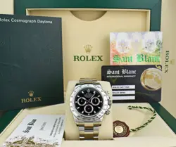 ROLEX  REHAUT STAINLESS STEEL DAYTONA BLACK INDEX DIAL 116520 40MM SANT BLANC