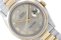 ROLEX 36MM TWO TONE STEEL AND GOLD DATEJUST 16203 WATCH RHODIUM DIAL