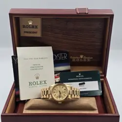 MINT PAPERS ROLEX DAY-DATE 18038 PRESIDENT 18K GOLD CHAMPAGNE 36MM BOX + RSC