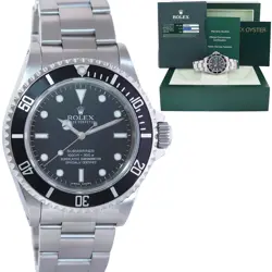 PAPERS 2008 MINT ROLEX SUBMARINER NO-DATE 4 LINE DIAL 14060M STEEL BLACK WATCH