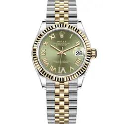 ROLEX DATEJUST 31, 278273, STEEL & GOLD, OLIVE GREEN ROMAN VI DIAMOND, JUBILE...