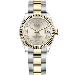 ROLEX DATEJUST 31, 278273, STEEL & GOLD, SILVER ROMAN VI DIAMOND, JUBILEE BRA...