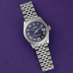 ROLEX DATEJUST 31, 278274, STEEL & GOLD, AUBERGINE ROMAN VI DIAMOND, JUBILEE ...