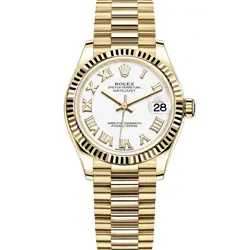 ROLEX DATEJUST 31, 278278, YELLOW GOLD, WHITE ROMAN, PRESIDENT BRACELET