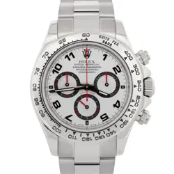 ROLEX DAYTONA COSMOGRAPH SILVER RACING ARABIC RED 18K WHITE GOLD WATCH 116509