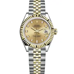 ROLEX LADY-DATEJUST 28, 279173, STEEL & YELLOW GOLD,  CHAMPAGNE DIAMOND DIAL,...