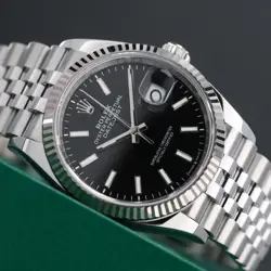 ROLEX DATEJUST 36MM [2022] BLACK DIAL SAPPHIRE FLUTED BEZEL STEEL JUBILEE