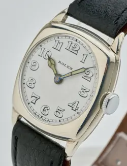 ROLEX 1923 ART - DECO RARE GENTS VINTAGE CUSHION WATCH 30MM ENAMEL DIAL SERVICED