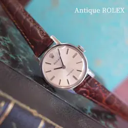 ROLEX 2649 WRISTWATCH WATCH ANTIQUE SS SILVER BROWN WHITE LEATHER MEN'S USED