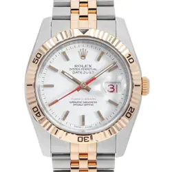 ROLEX TERNOGRAPH 116261 WHITE 5 ROW JUBILEE BRACELET F NUMBER SECOND HAND MENS