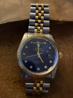 ROLEX TRIDOR 36MM DAY-DATE BLUE FACE- DIAMOND / 18K GOLD, VINTAGE