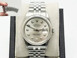 ROLEX DATEJUST 16234 SILVER DIAMOND DIAL STAINLESS STEEL 36MM
