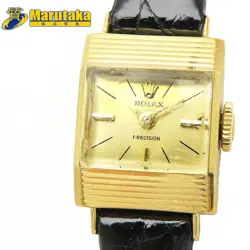 ROLEX PRECISION J193 MANUAL K18 YG 750 2 HANDS SQUARE LADIES 1966 ANTIQUE
