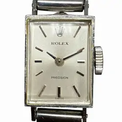 ROLEX  PRESITION 2631  MANUAL WRISTWATCH WATCH LADIES SILVER WHITE SS USED JAPAN