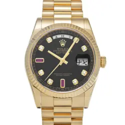 ROLEX DAY-DATE CHINESE NOTATION 118238 BLACK/DIAMOND / RUBY WATCH 682216
