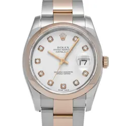 ROLEX DATEJUST 36 116201G WHITE/DIAMOND WATCH 681325