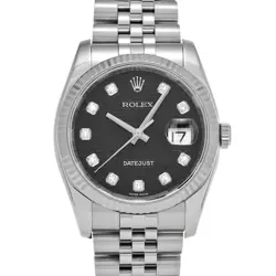 ROLEX DATEJUST 116234G BLACK COMPUTER/DIAMOND WATCH 681754