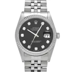 ROLEX DATEJUST 16234G BLACK/DIAMOND WATCH 681828