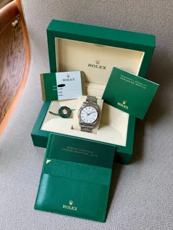 ROLEX OYSTER PERPETUAL WHITE 39MM 114300 STAINLESS STEEL WATCH - BOX & PAPERS
