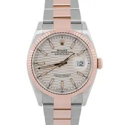 ROLEX DATEJUST 36 SILVER MOTIF 18K ROSE GOLD STEEL OYSTER 36MM 126231 WATCH
