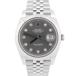 2023 PAPERS ROLEX DATEJUST 41MM RHODIUM DIAMOND 18K STEEL JUBILEE 126334 BOX