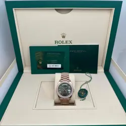 ROLEX  DAY-DATE 40 228345RBR 18K ROSE GOLD GOLD OLIVE GREEN DIAL WATCH B&P 2025