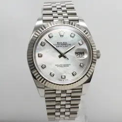 2020S MINT ROLEX 126334 DATEJUST 41 18K WHITE GOLD STEEL MOP DIAMOND DIAL WATCH