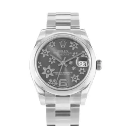 ROLEX DATEJUST 31 178240 SILVER FLORAL STEEL SMOOTH LADIES WATCH