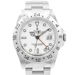 ROLEX EXPLORER II 16570 40MM POLAR WHITE INDEX STEEL OYSTER GMT MENS WATCH