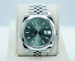 ROLEX 126300 DATEJUST 41 MINT GREEN DIAL JUBILEE BAND 2024 WARRANTY FULL SET