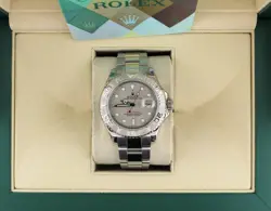 2005 ROLEX YACHT-MASTER 16622 PLATINUM DIAL SS OYSTER WITH PAPERS 40MM