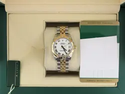 2014 ROLEX DATEJUST 178343 WHITE ROMAN DIAL DIAMOND BEZEL TT JUBILEE PAPER 31MM
