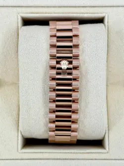 NEW 2025 Rolex Day-Date 36mm 128345RBR Rose Gold Blue Baguette Dial