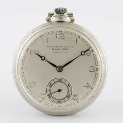 ORIGINAL ROLEX MARCONI VERY FLAT MANUAL WIND ART DECO POCKET WATCH WORKING WELL