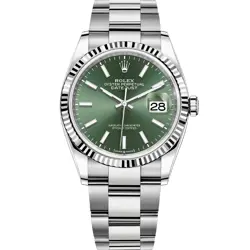 ROLEX DATEJUST 36,126234, WHITE GOLD & STEEL, MINT GREEN INDEX, OYSTER BRACELET