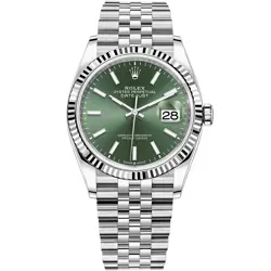ROLEX DATEJUST 36, 126234, STEEL & WHITE GOLD, MINT GREEN DIAL, JUBILEE BRACELET