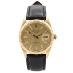 VINTAGE 34MM ROLEX 15037 DATE MEN'S AUTOMATIC WRISTWATCH 14K GOLD FULL SET