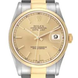 ROLEX DATEJUST STEEL YELLOW GOLD CHAMPAGNE DIAL MENS WATCH 16203