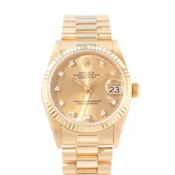 ROLEX DATEJUST 31 68278 CHAMAGNE DIAMOND YELLOW GOLD PRESIDENT LADIES WATCH