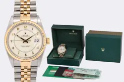 ROLEX DATEJUST 16013 BOILER GAUGE  STAINLESS STEEL & 18K YELLOW GOLD 36MM WATCH