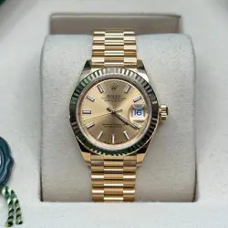 ROLEX LADY-DATEJUST NEW 2025 CHAMPAGNE INDEX 18K YELLOW GOLD FLUTED PRESIDENT